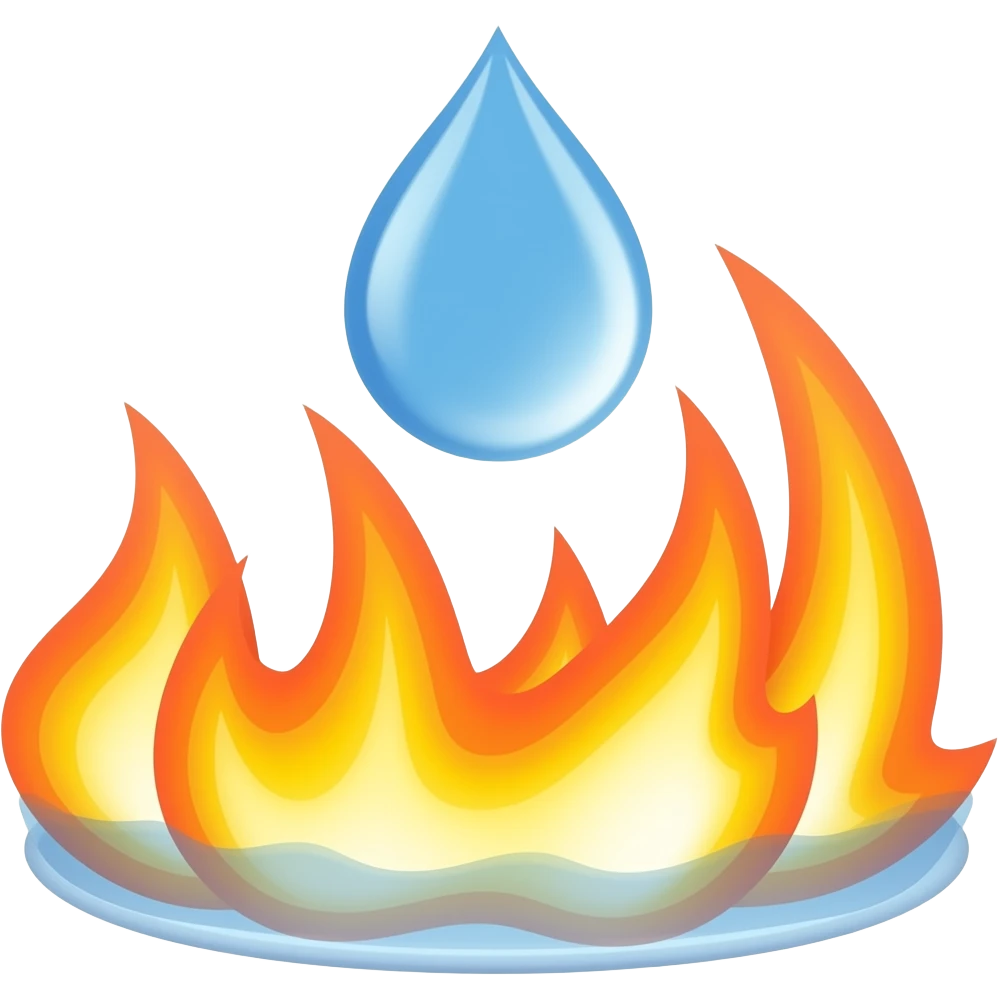 ateşe düşen tek bir su damlası emoji