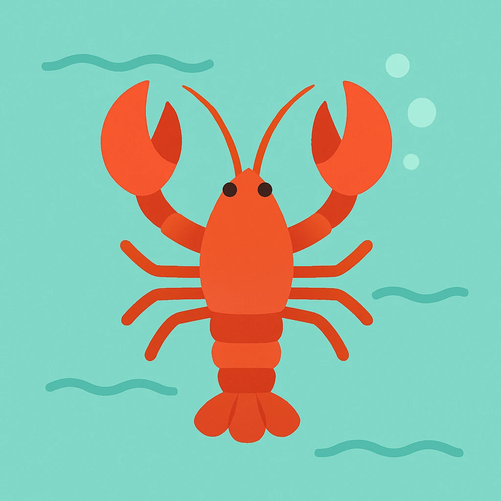 Flat design style lobster in the water emoji