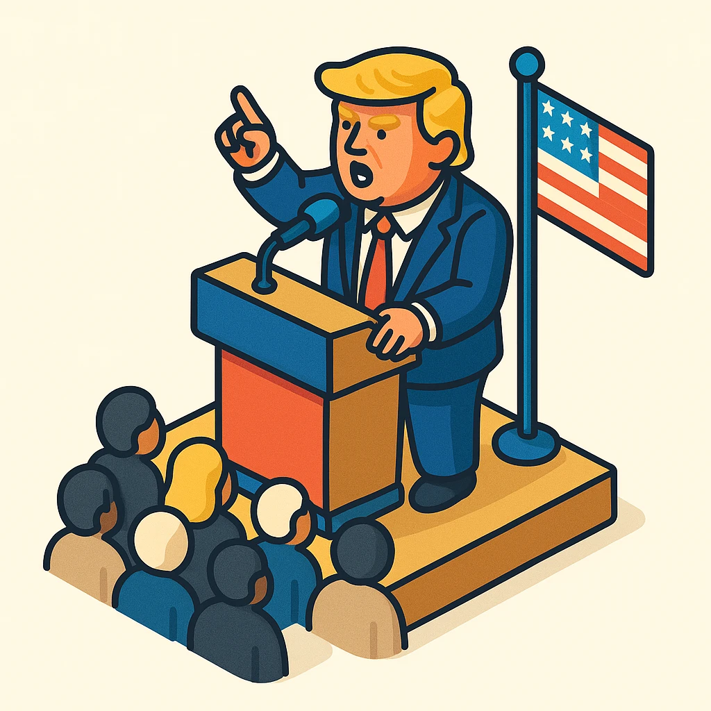 Donald Trump speaking at a rally emoji