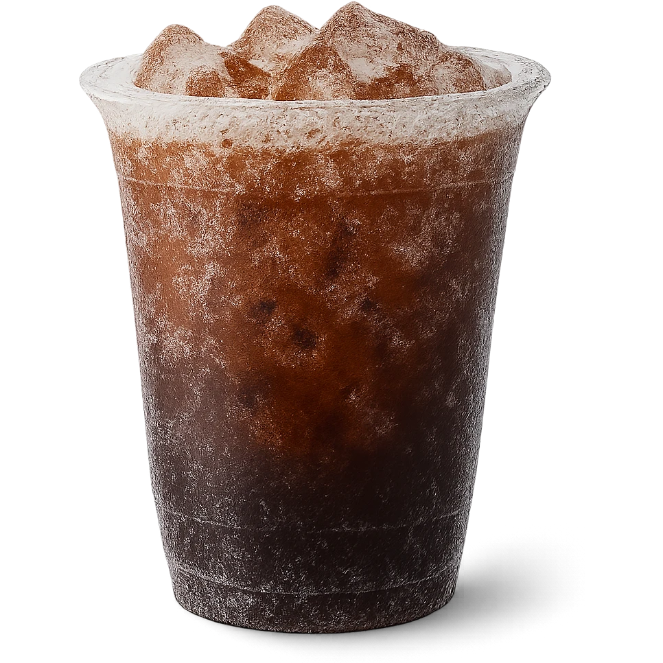 transparent frozen cup of coffee with visible ice crystals and frosty details emoji