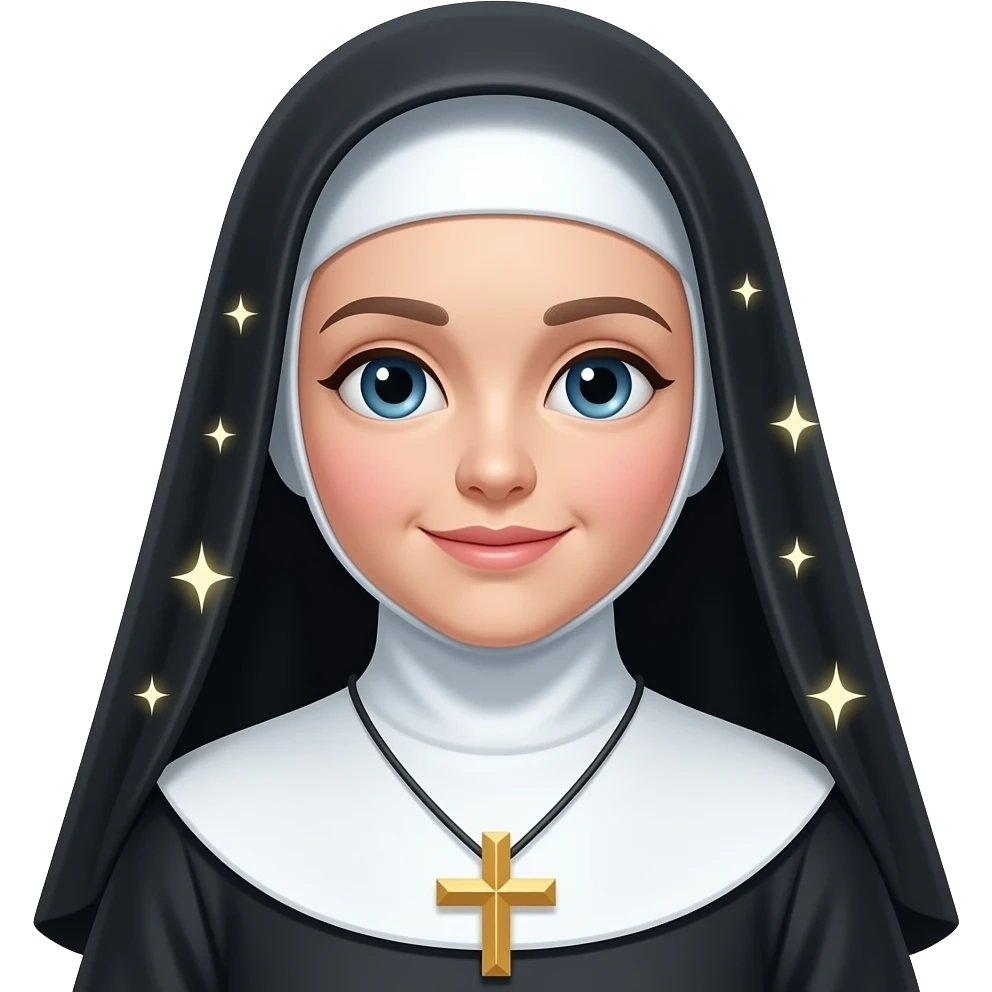 Ethereal sparkels white dressed nun emoji