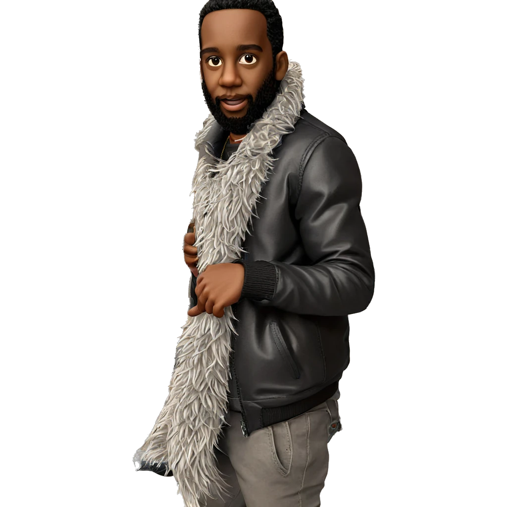 dark-skinned male in jacket emoji