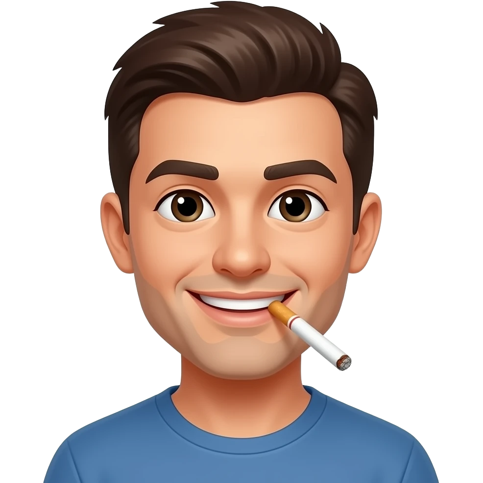 smoking cigarette with smile emoji