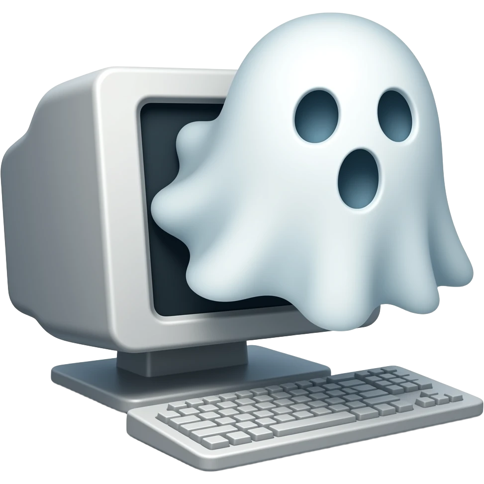 ghost coming out of a computer to the left emoji