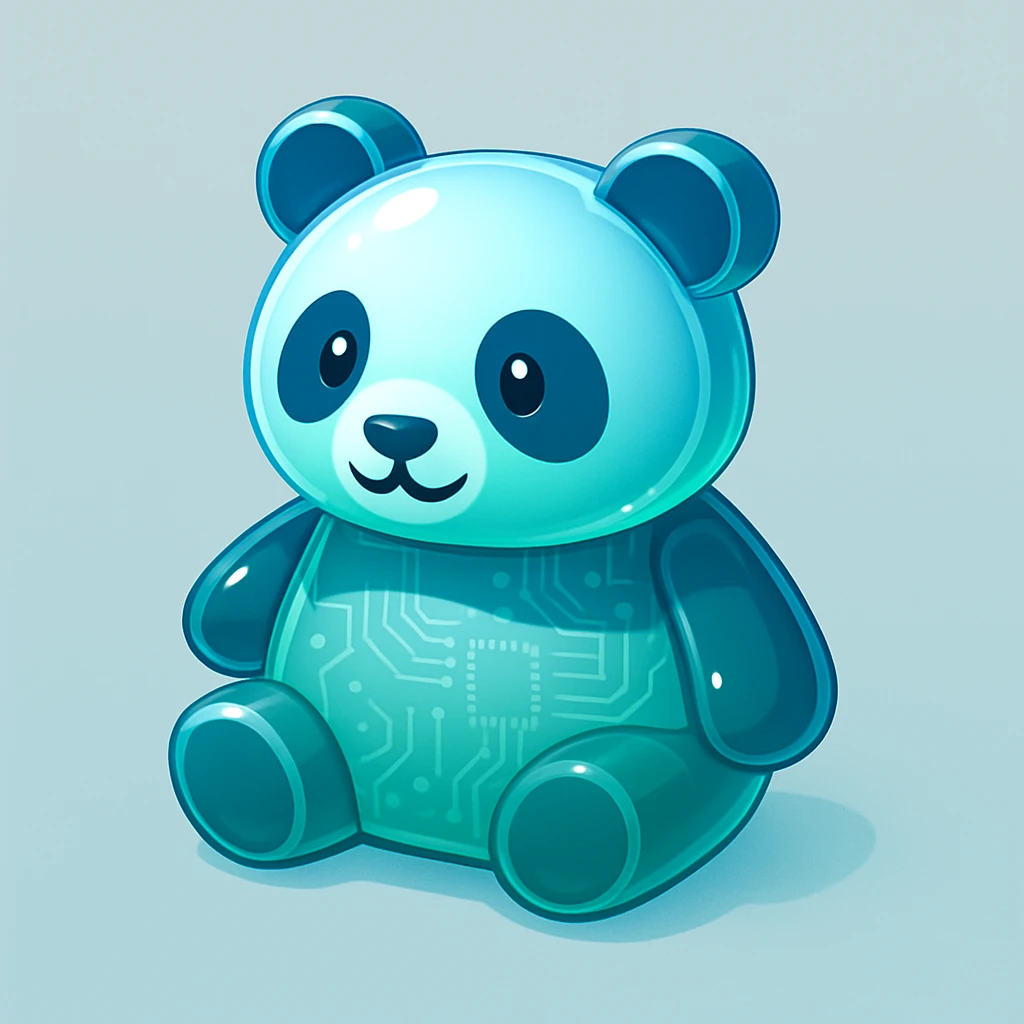 cute friendly panda designed as a Windows Vista theme icon, featuring glossy gradients, soft blue and green highlights, modern slightly 3D look, polished professional icon style reminiscent of Windows Vista system icons emoji