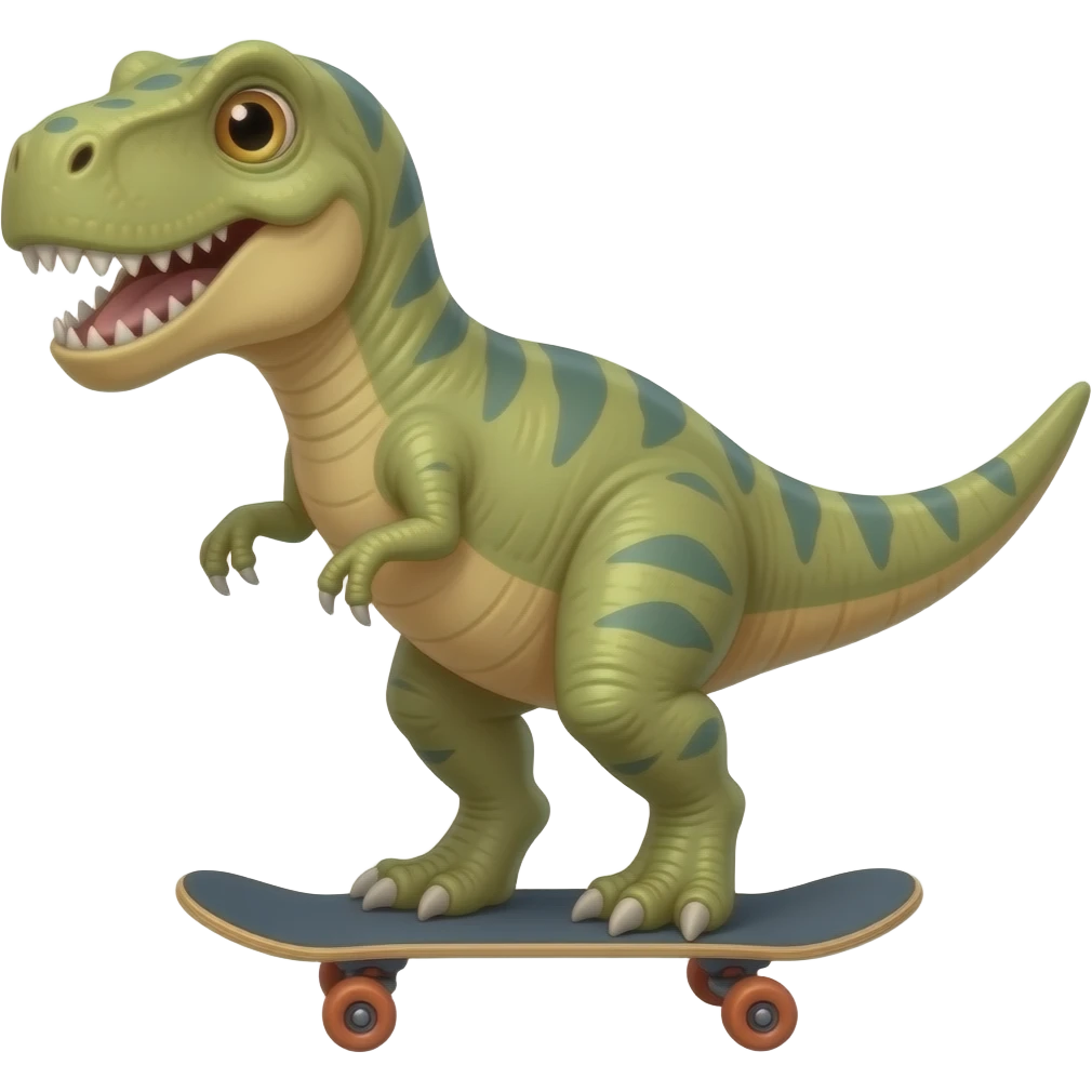 Dinosaur on a skateboard emoji