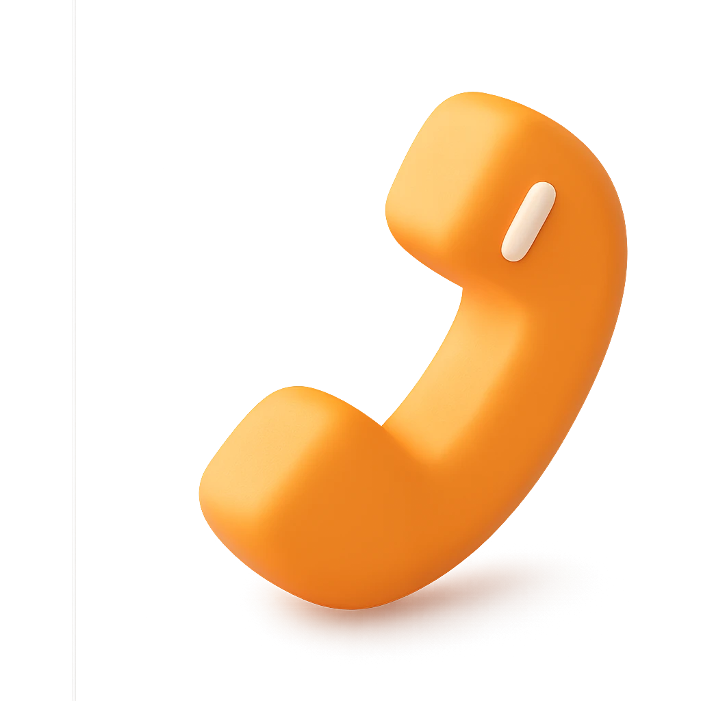 basic 3D orange style phone icon, handset with soft orange shading, no glow or shine emoji