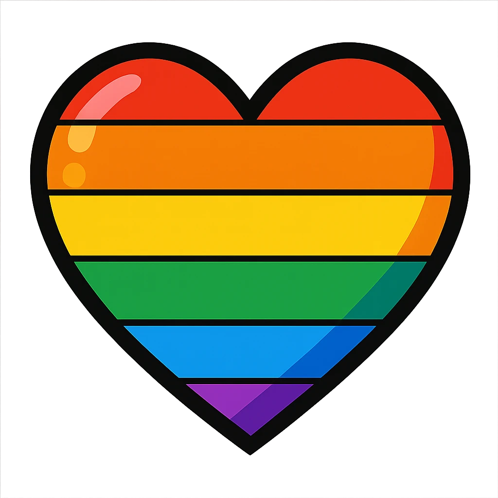 pride heart, bright and colorful, cartoon look, vibrant toon style emoji