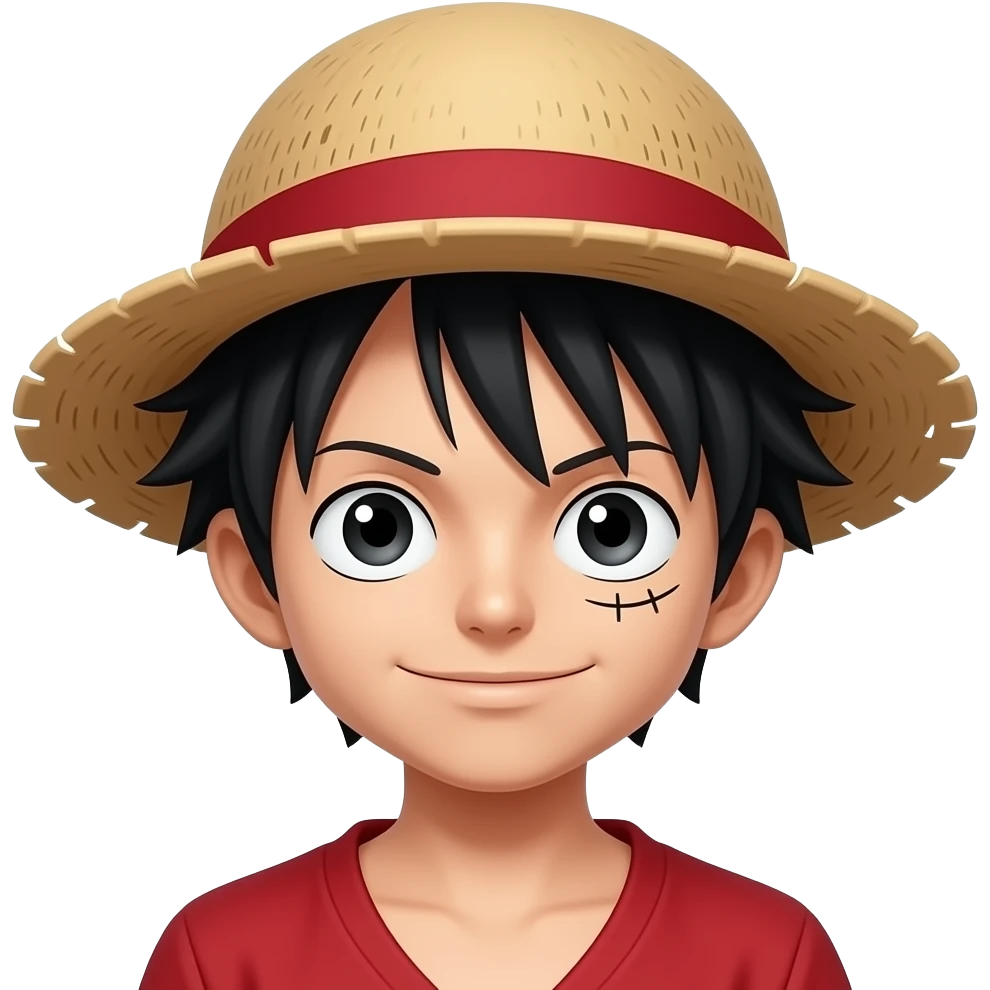 A guy wearing a Luffy ha from one piece emoji