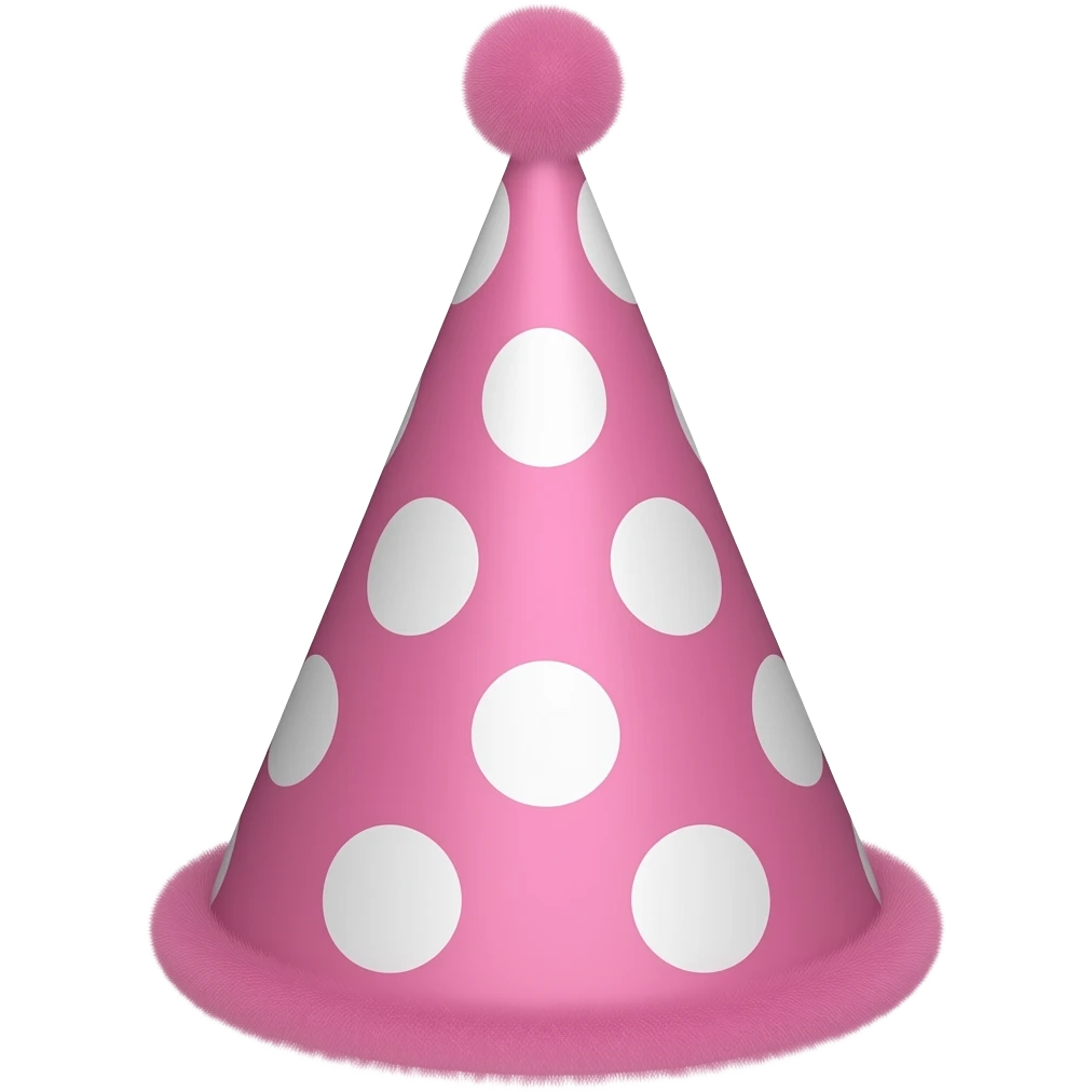 21st birthday hat pink poka dot emoji