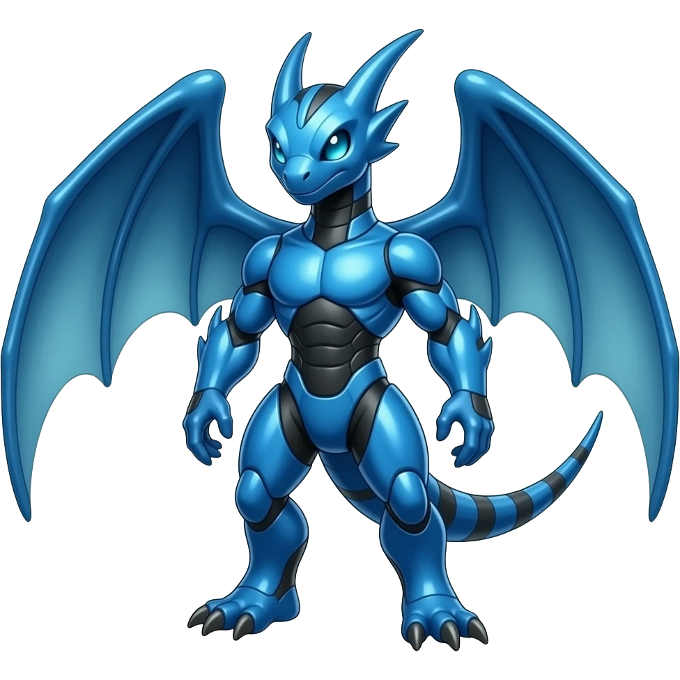 a shiny blue Genesect-Flygon-Raptor-Fakémon emoji