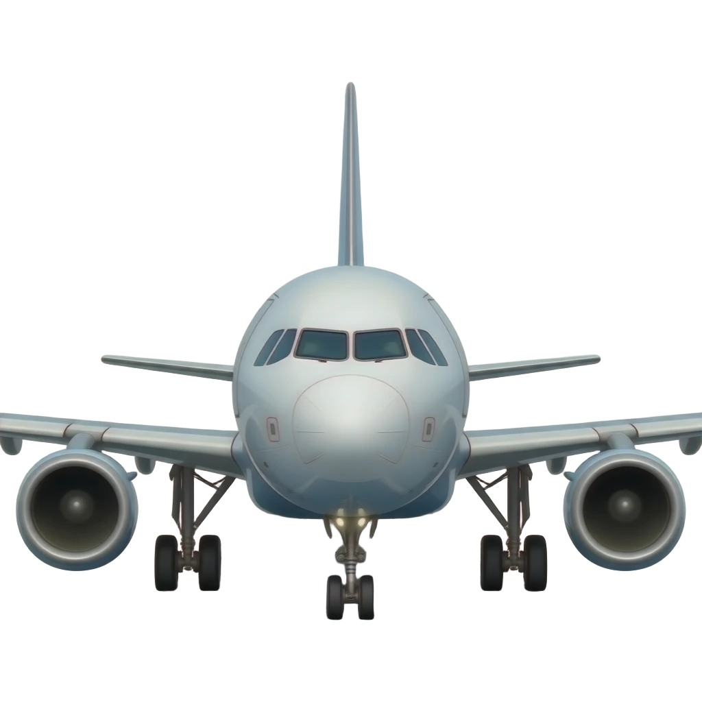 An airplane landing on a runway from the front emoji