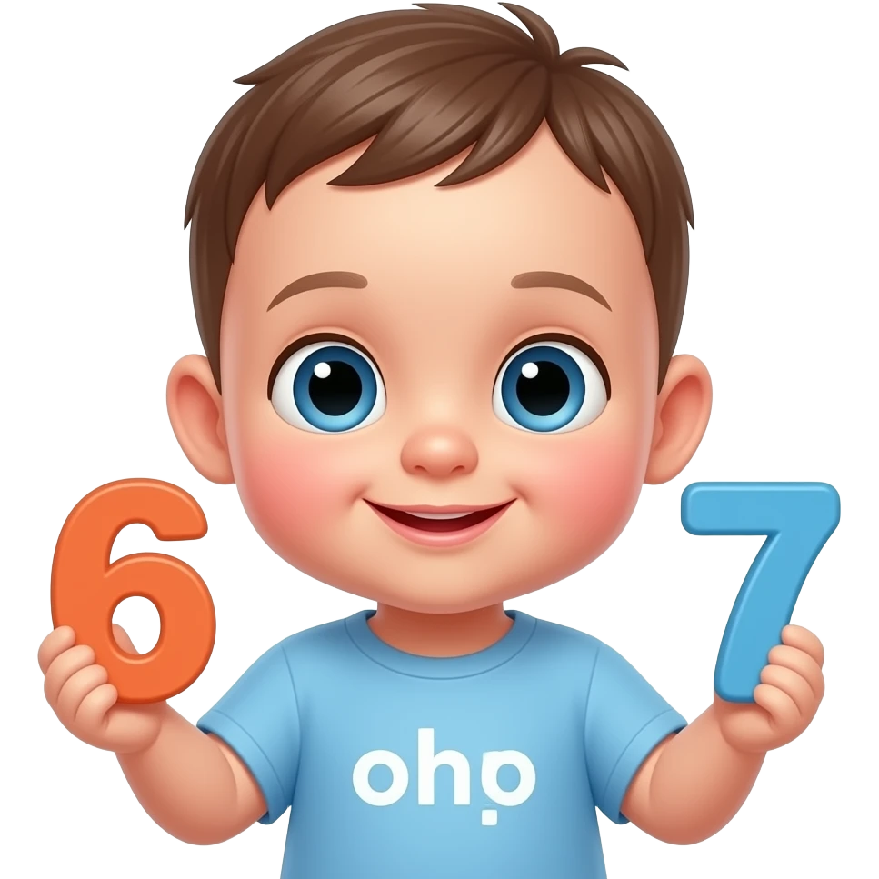 a young baby doing six seven emoji