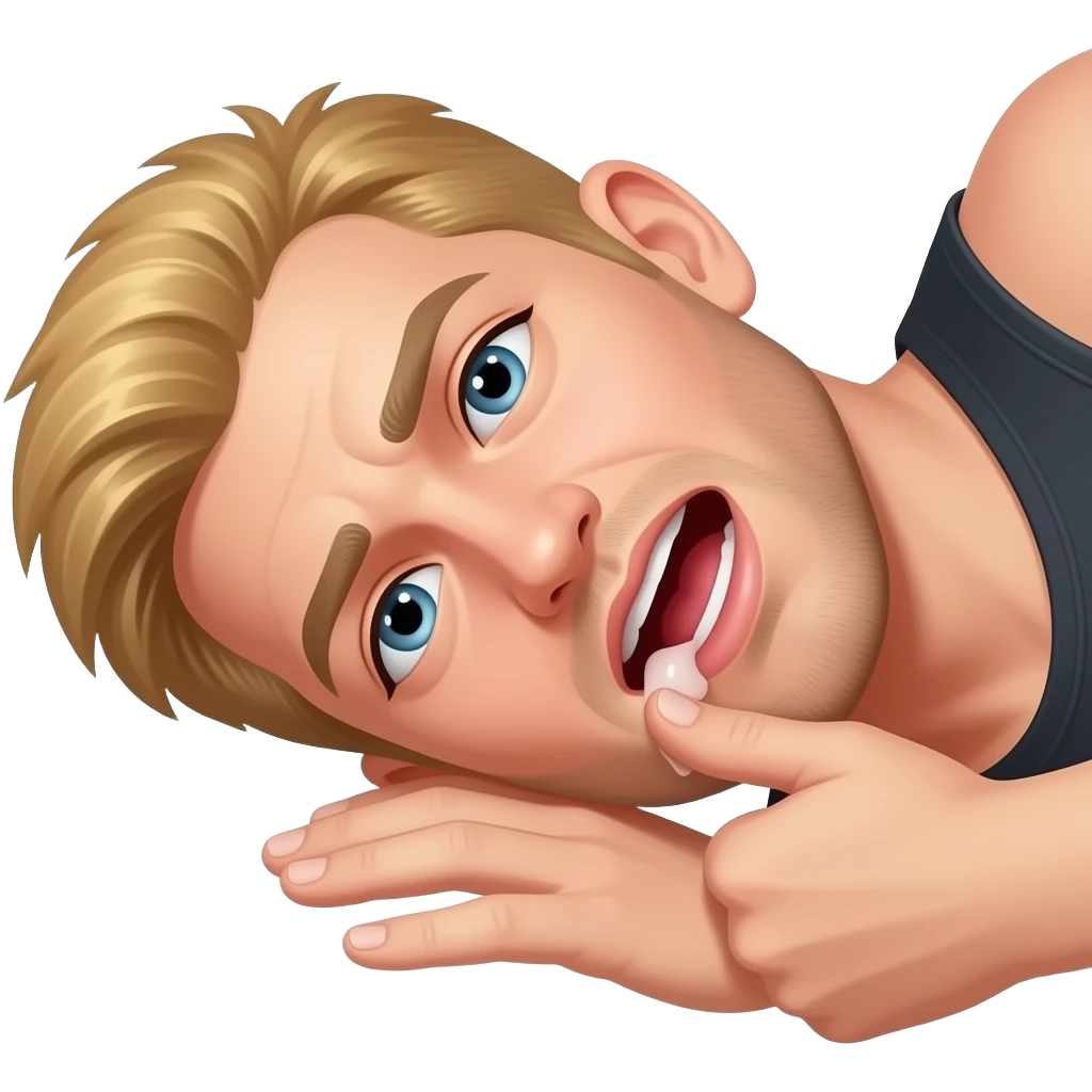 Tạo ảnh người đàn ông tóc ngắn màu vàng da trắng đang nằm thủ dâm xuất tinh và rên rỉ emoji