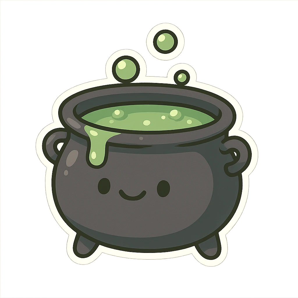 一口坩埚，锅里面装着一些绿色的液体 emoji