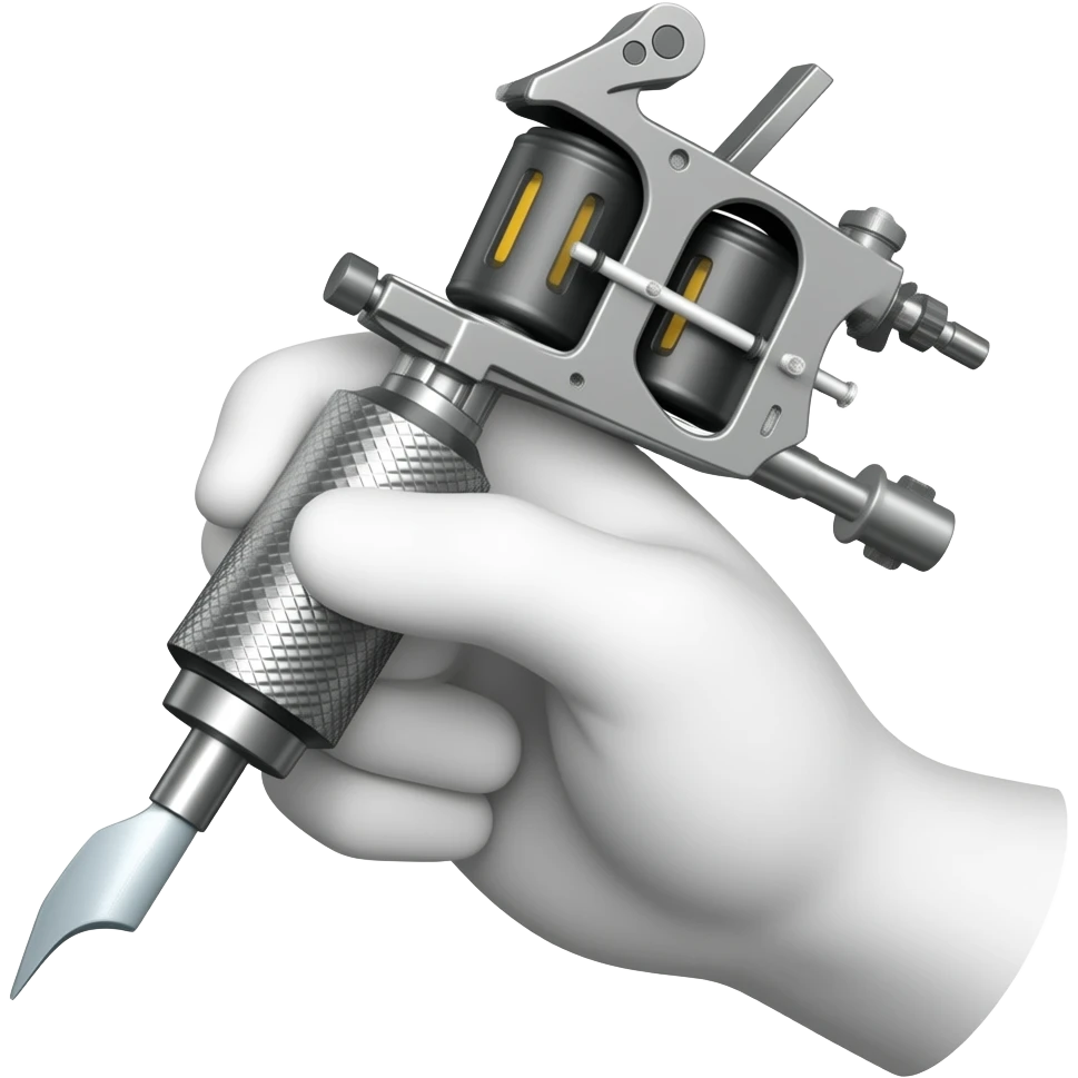 As if holding a tattoo machine in your hand. With a white appearance. emoji