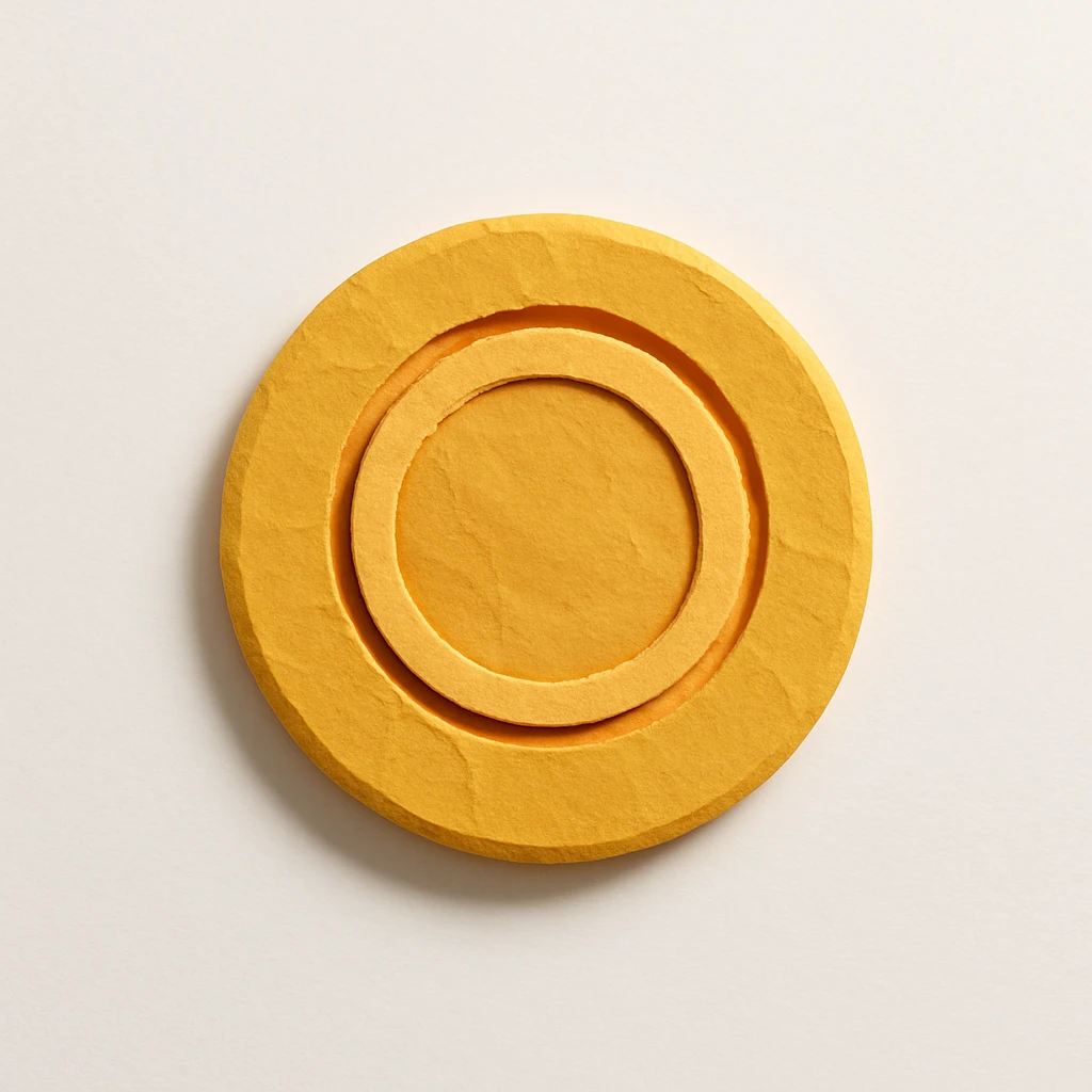 paper craft style dalgona candy with circle shape, inspired by Squid Game emoji