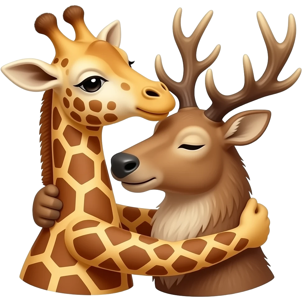 Giraffenkopf und Elchkopf umarmen sich emoji
