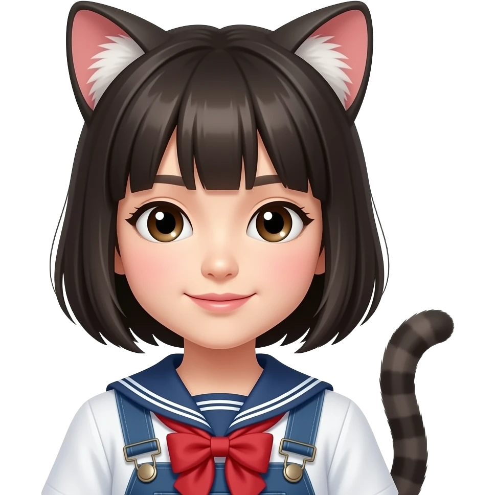 a japanese girl with cat ears &tale emoji