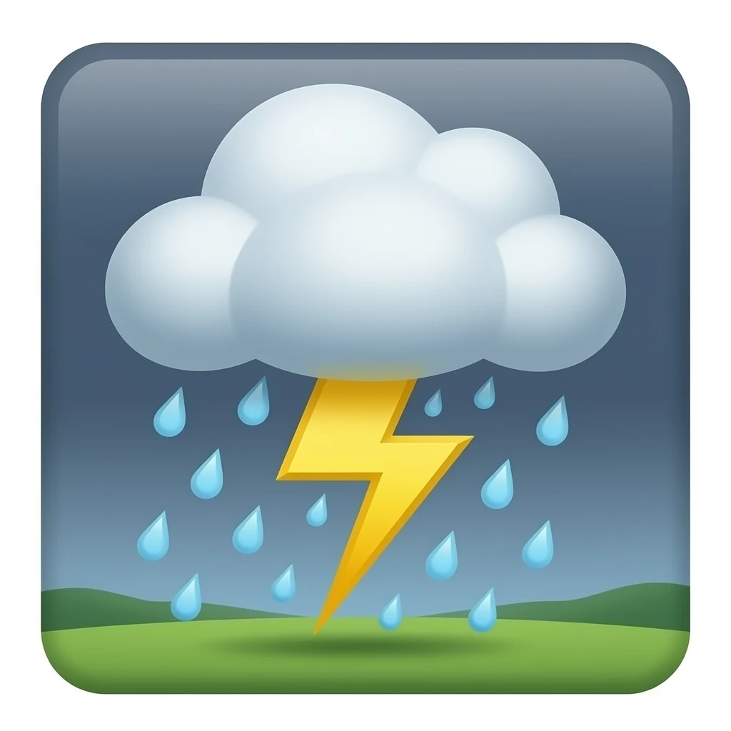 cloud with rain and lightning emoji