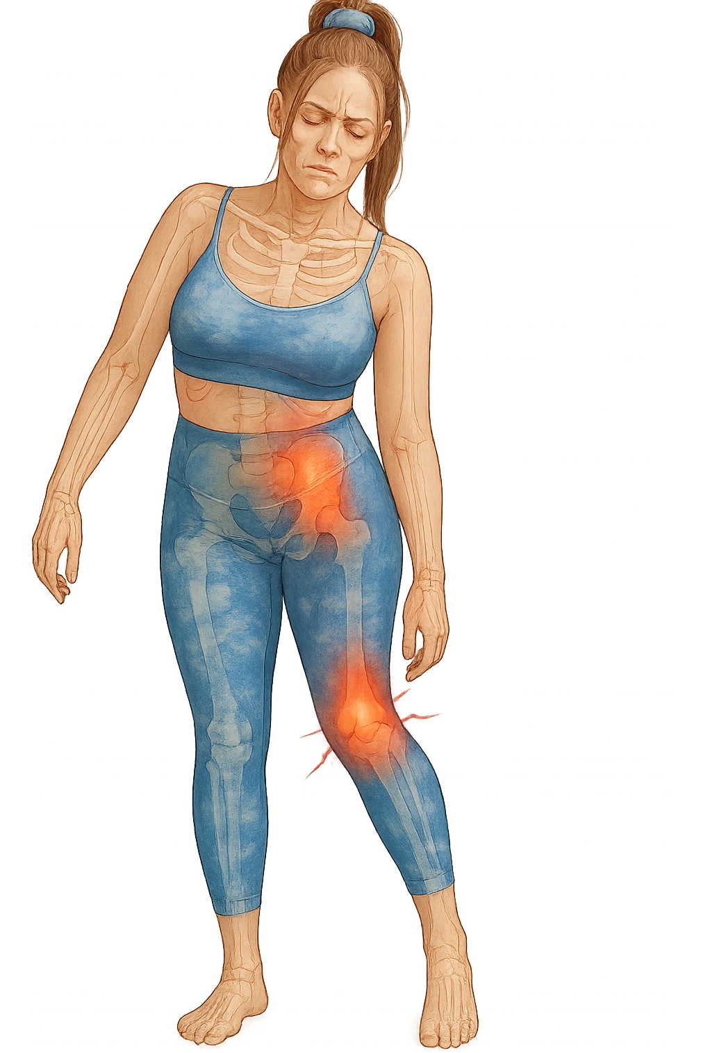 Donna asimmetrica con dolori immagine medica emoji