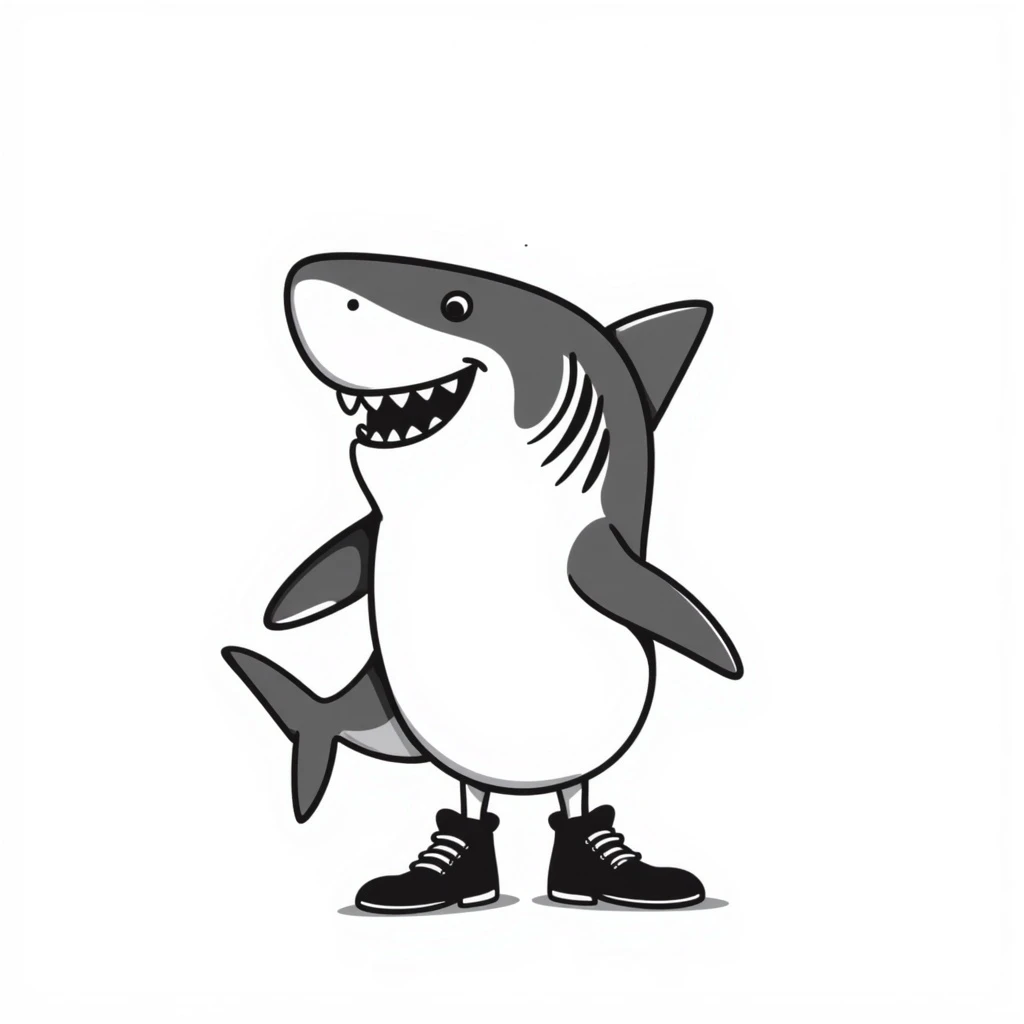 a shark wearing shoes emoji
