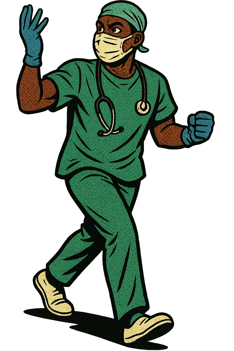 The full body of a modern black surgeon emoji