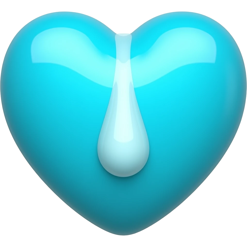 cyan heart with white liquid dripping emoji