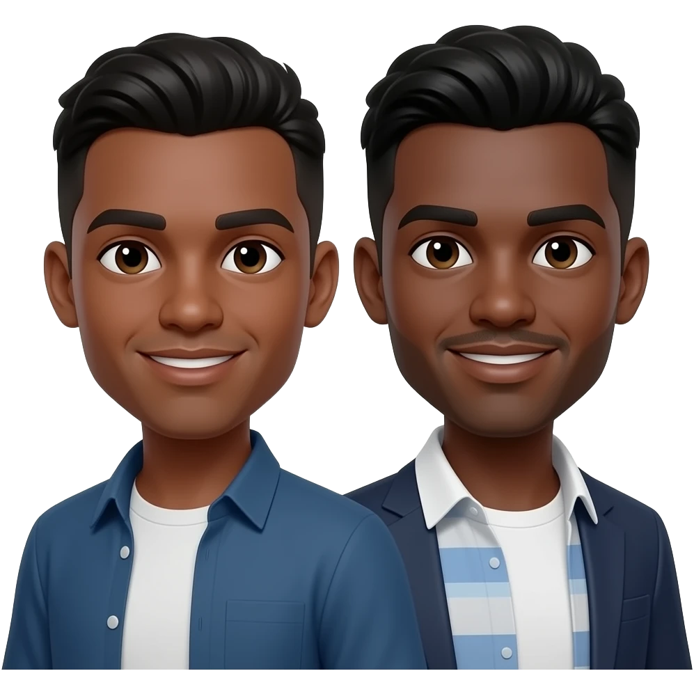 Gay couple of half black man and a black man emoji