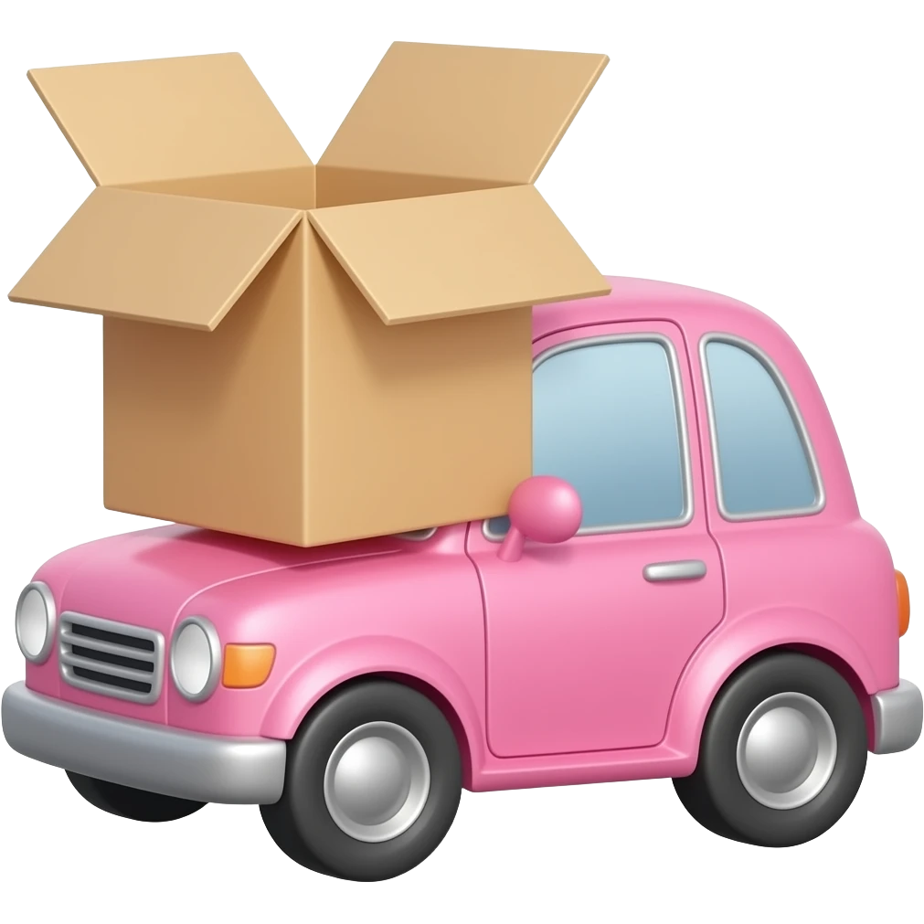 Pink pick cart with open box on it emoji