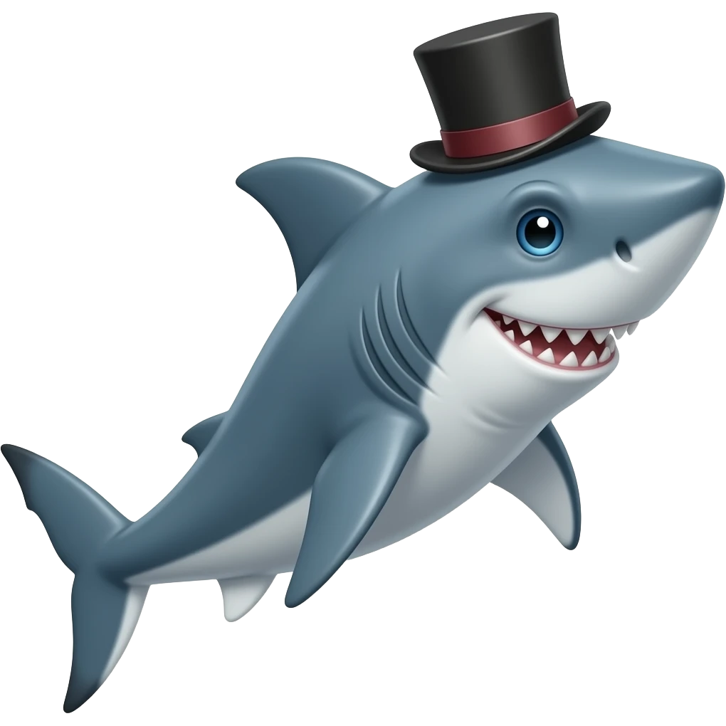 Shark with a top hat emoji