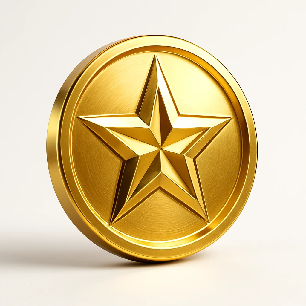 cool medal for sports competition, star motif, modern emoji