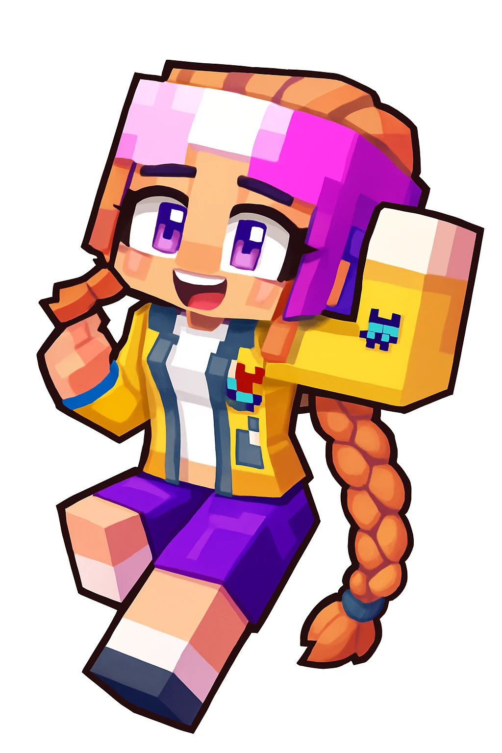 Extract every character from the picture. character including the clothes and accessories they are wearing, and place on a transparent background. Keep the original style and appearance exactly the same. and separately give me the each character picture. There is 3 character in this image. so you have to create 3 imaehgs

 emoji