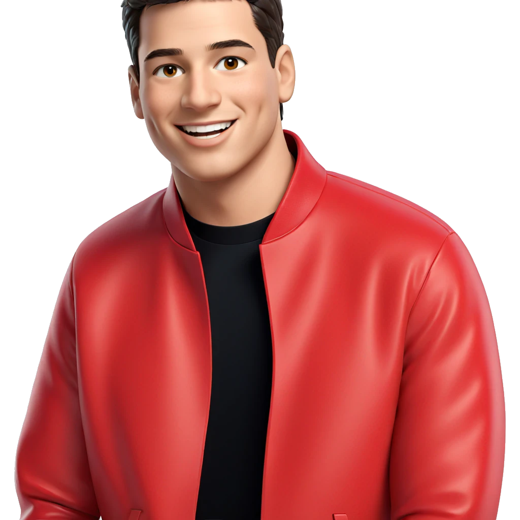 smiling boy in red jacket emoji