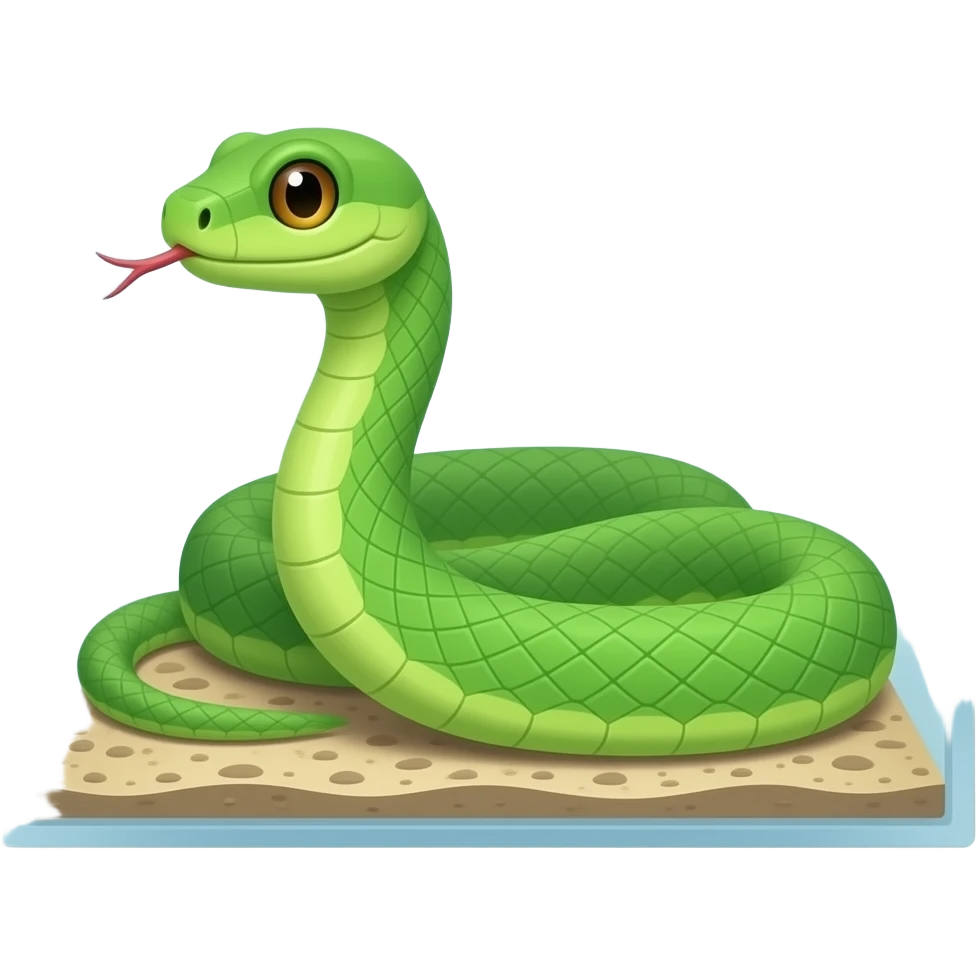 serpiente verde en terrario cuadrado emoji