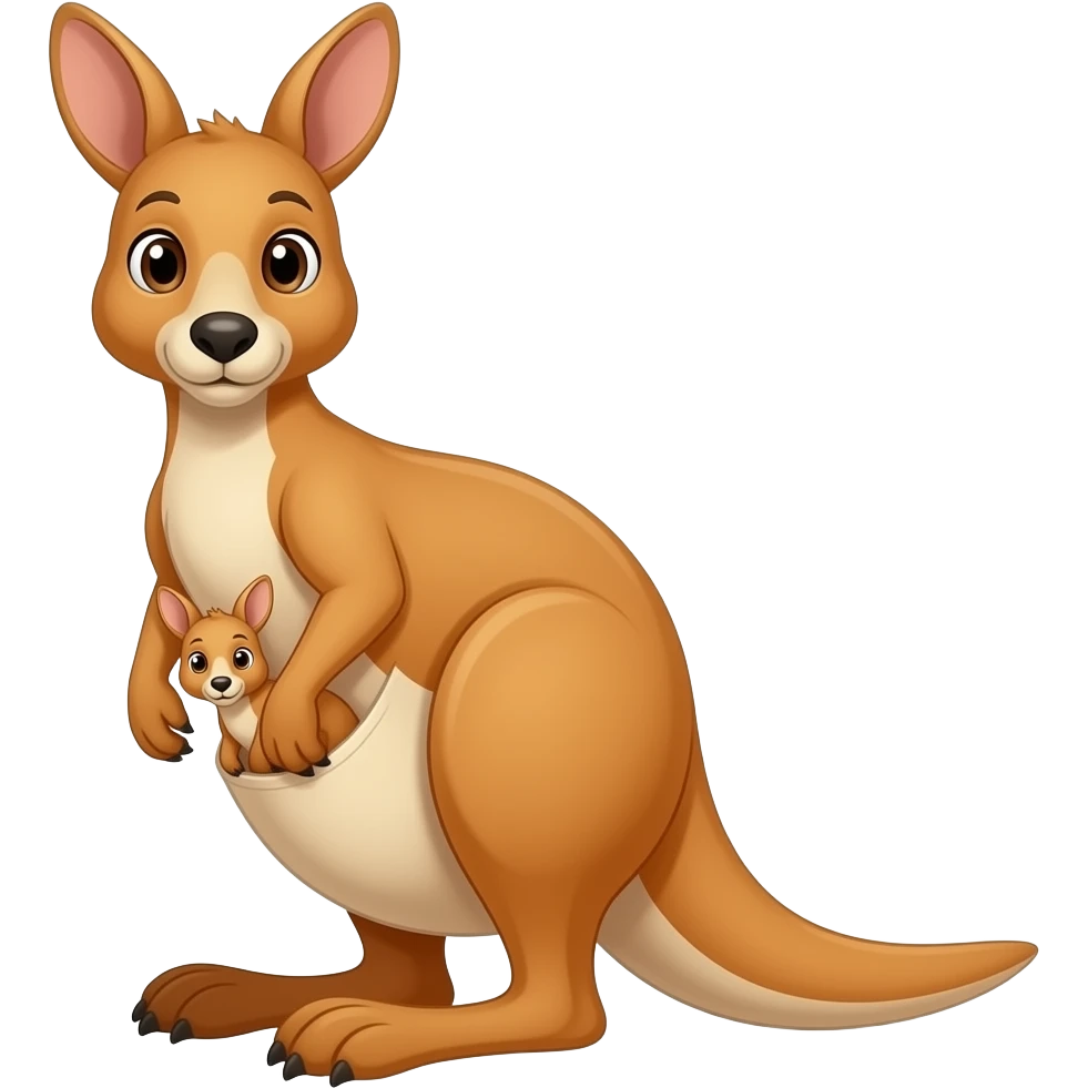 Cartoon kanagroo with a joey in its pich emoji