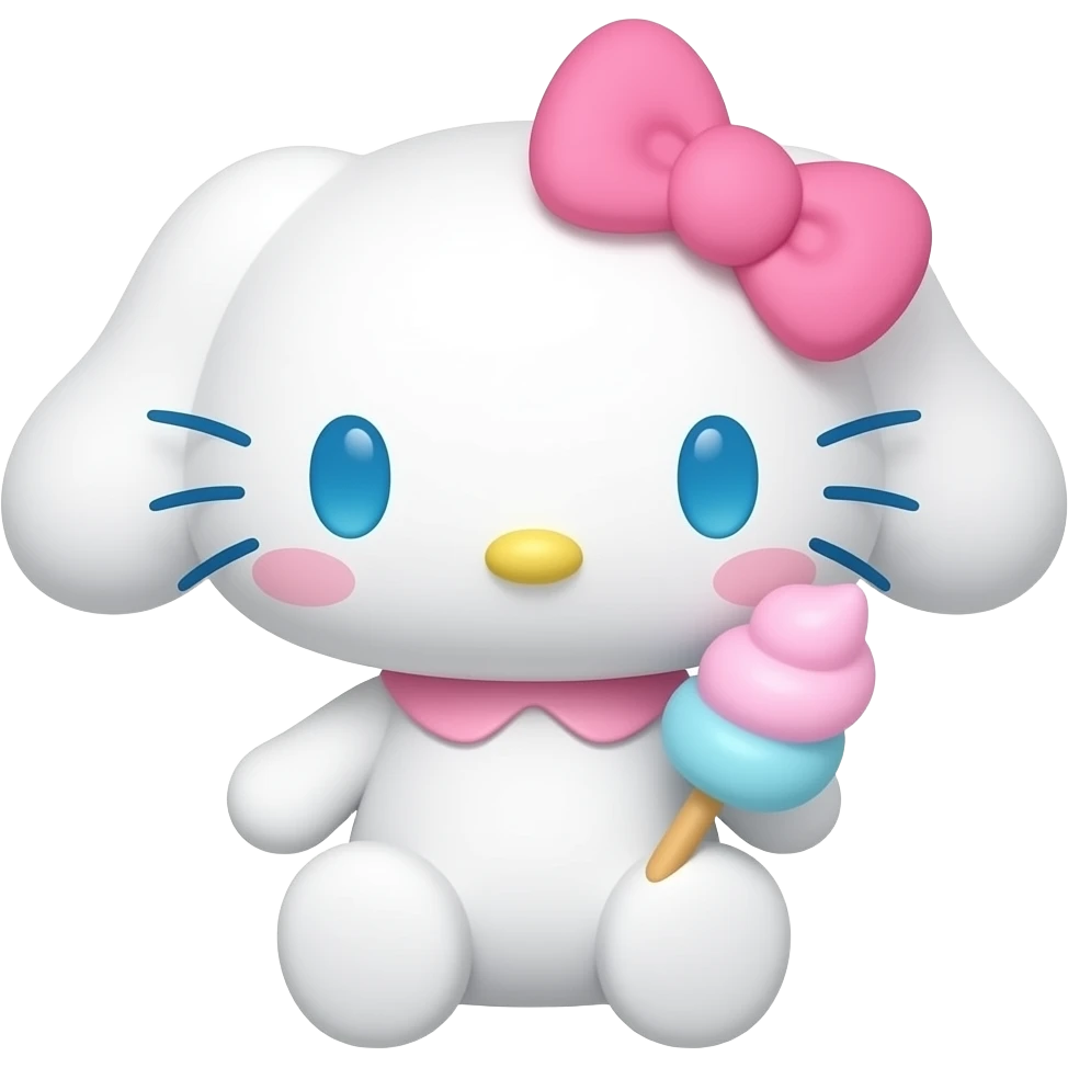 Cotton candy sanrio turn on doll plush full body emoji