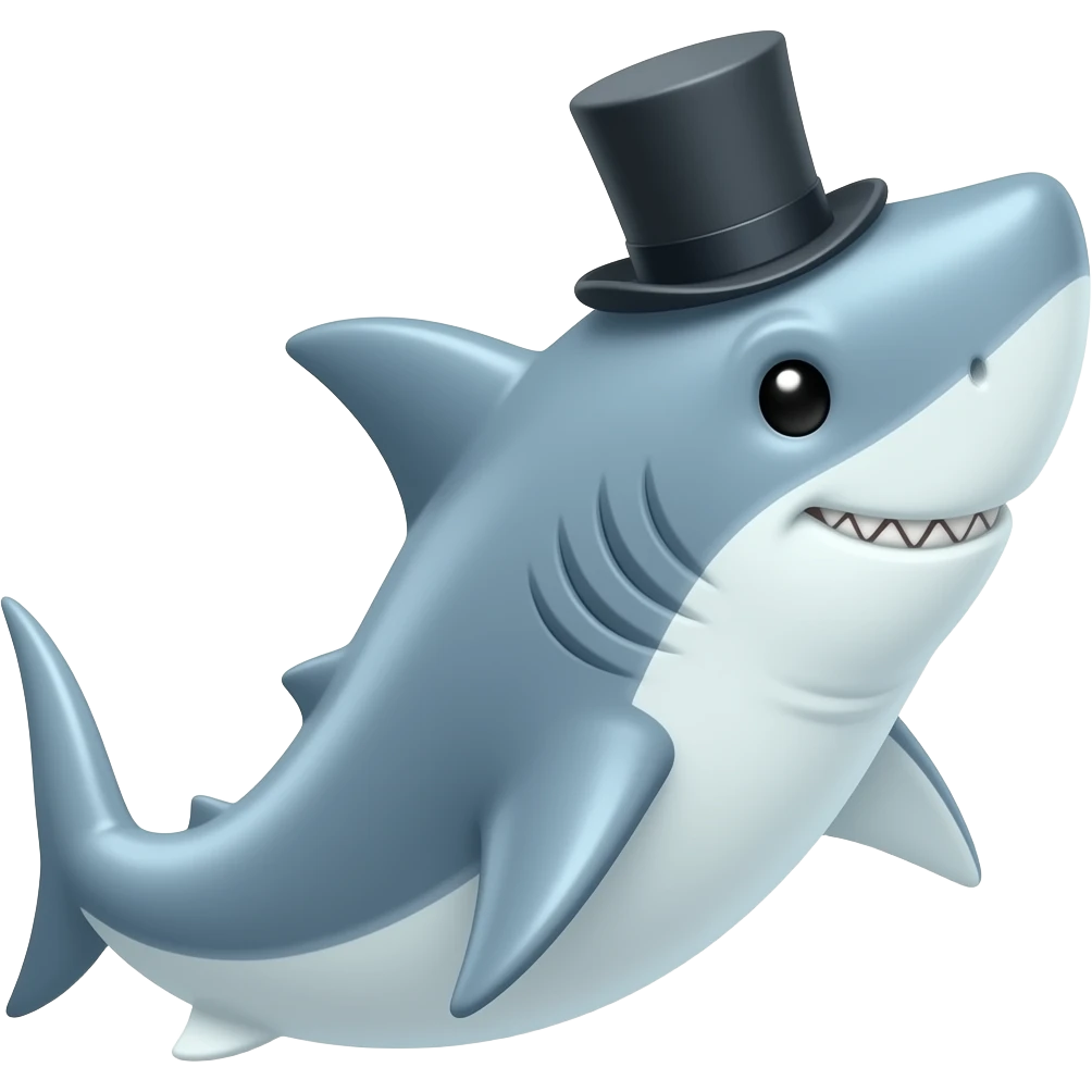 Shark with a top hat emoji