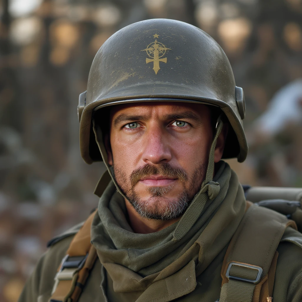 WW2 commander helmet, realistic military style, olive drab color, detailed emoji