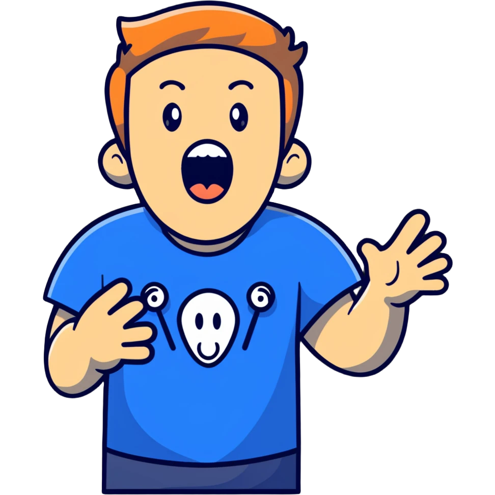screaming IT guy wearing an Atlassian Jira t-shirt, cartoonish sticker emoji