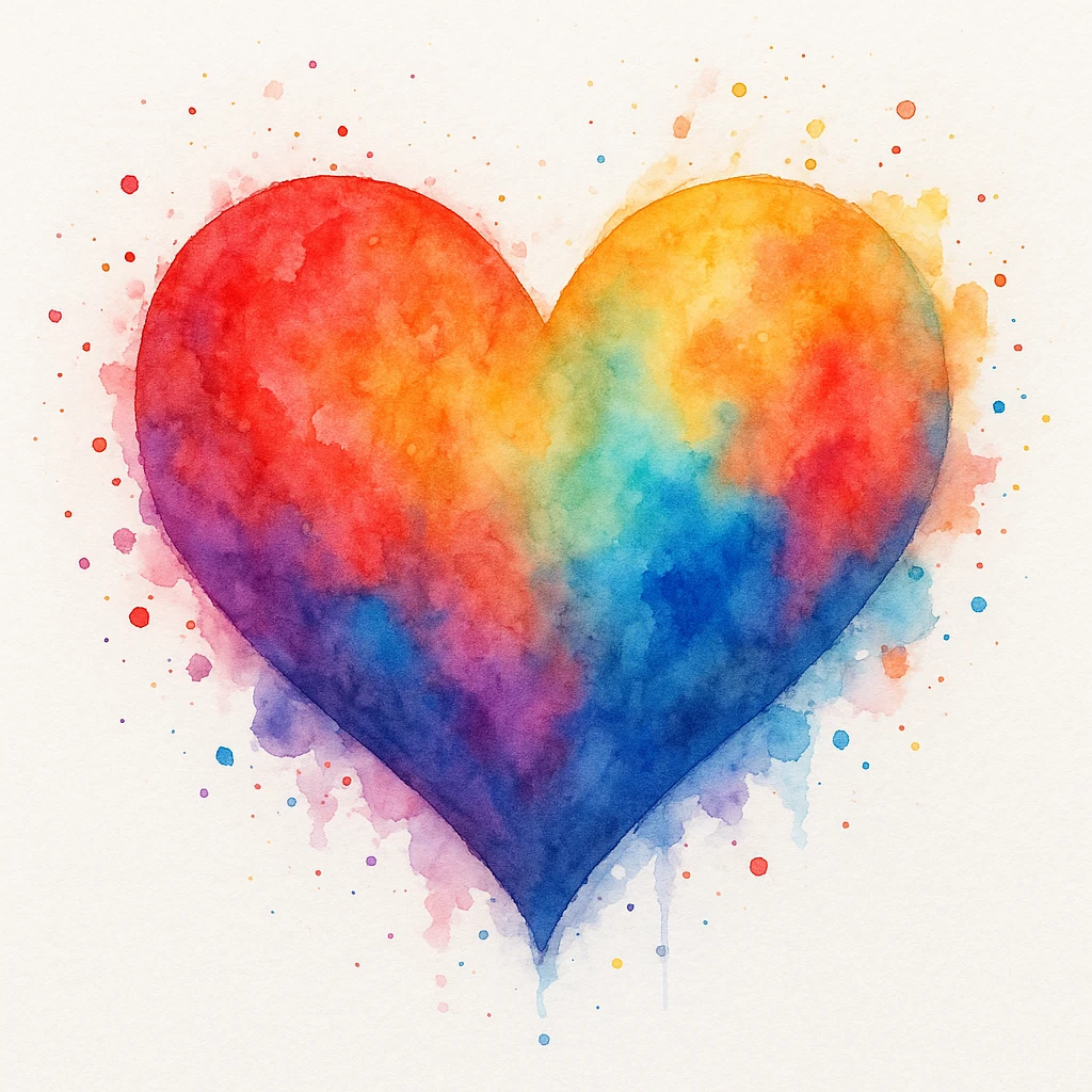 heart with a watercolor splash, detailed emoji