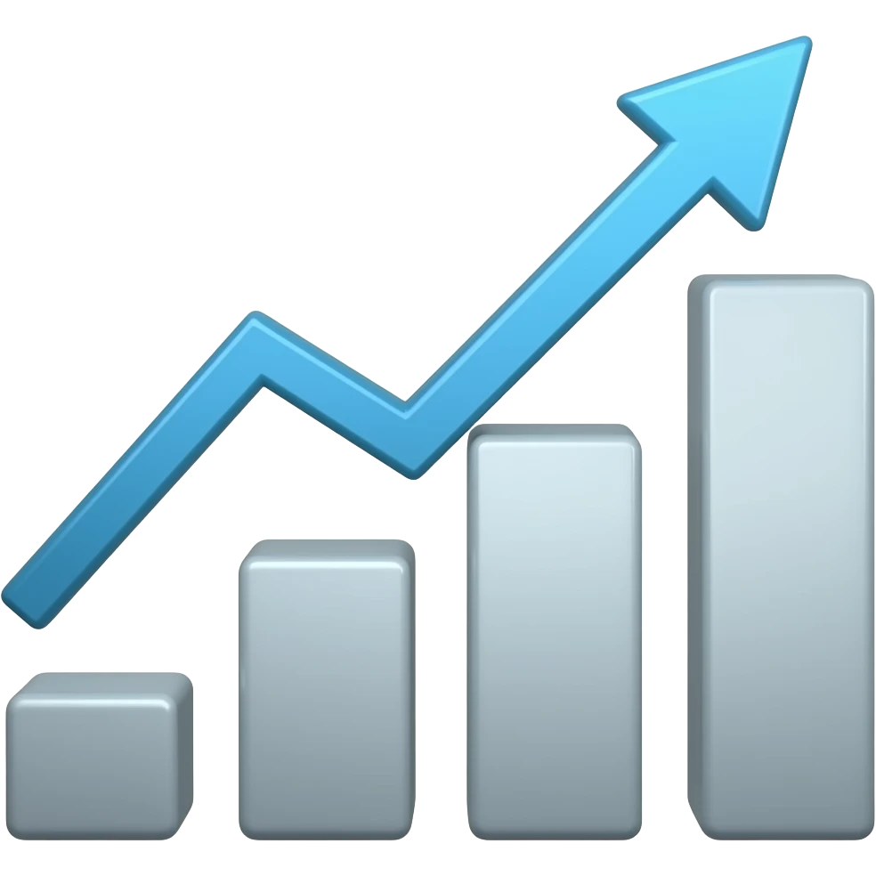 bar graph going up with up arrow emoji