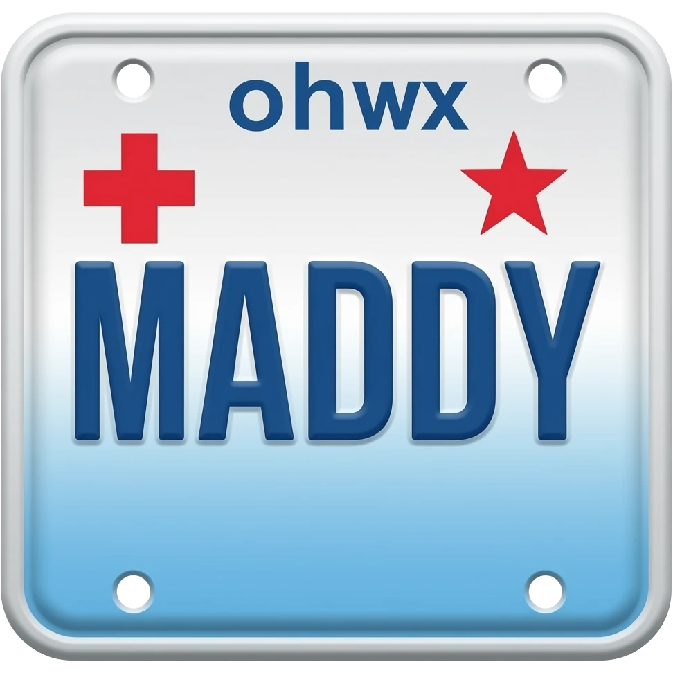 Make the license plate say Maddy emoji