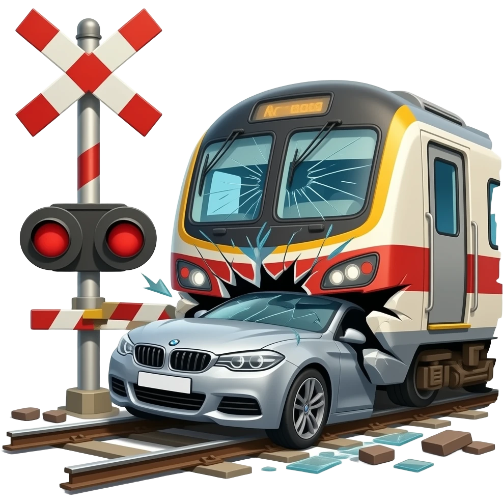 car crash train emoji
