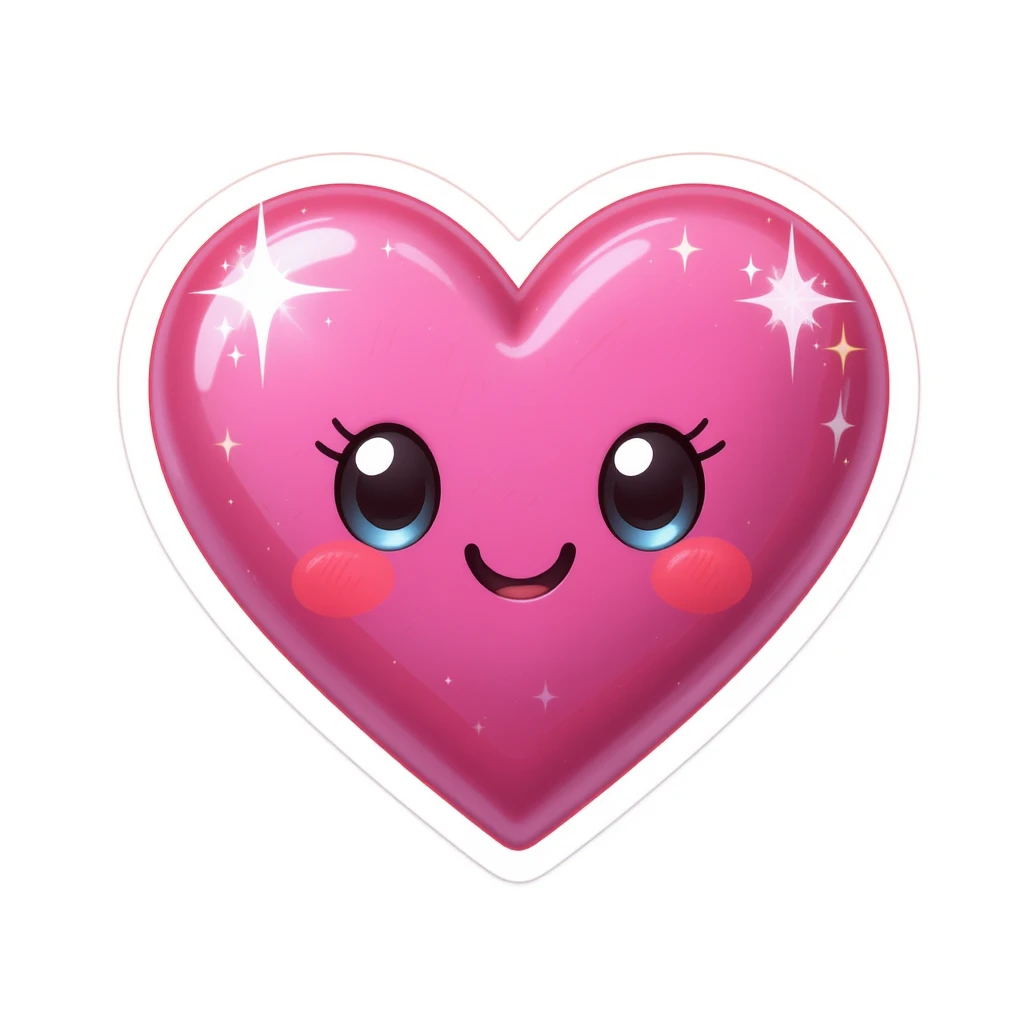 emo heart emoji, cute and shiny, with sparkles, no background emoji
