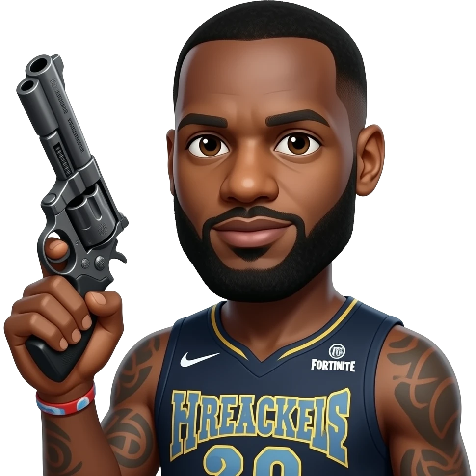 LeBron with a Fortnite wrecker revolver emoji