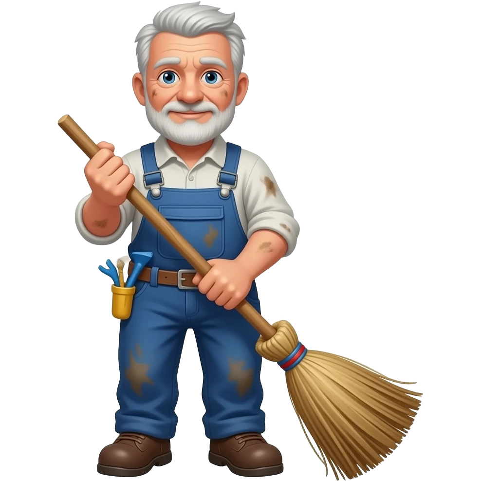 TRADIČNÍ INSTALATÉR S BRAŠNOU, STARŠÍ, LEHCE ŠPINAVÝ emoji