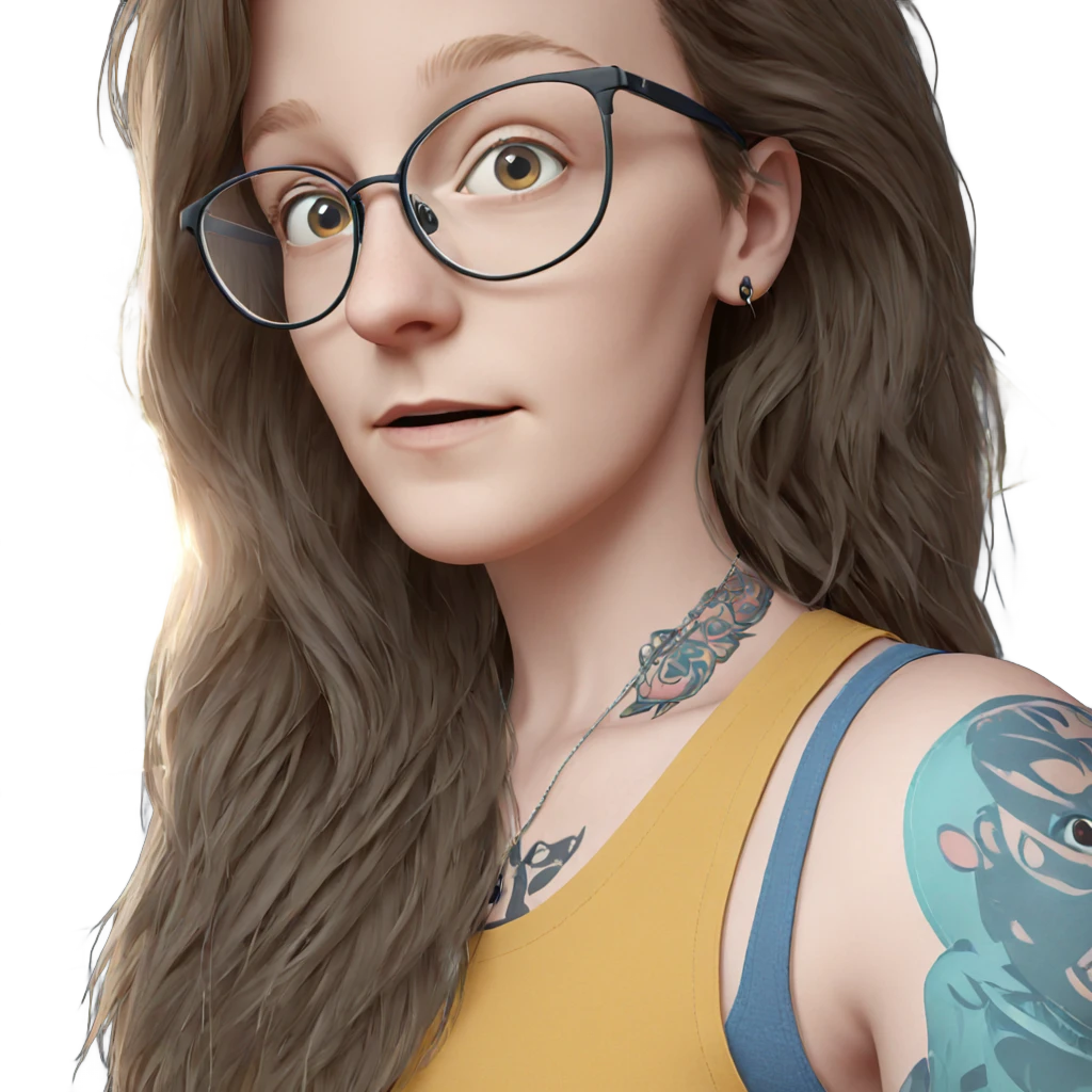 girl with glasses and tattoo emoji
