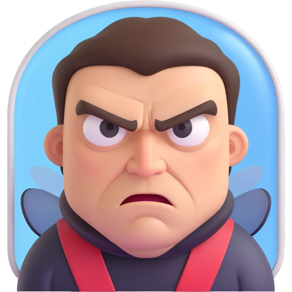 angry man, a fly on the window emoji