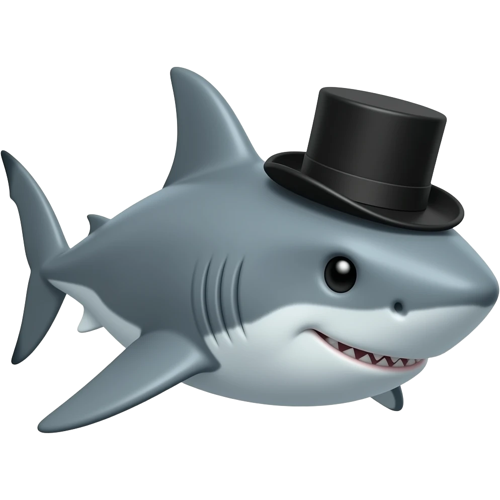 Shark with a top hat emoji